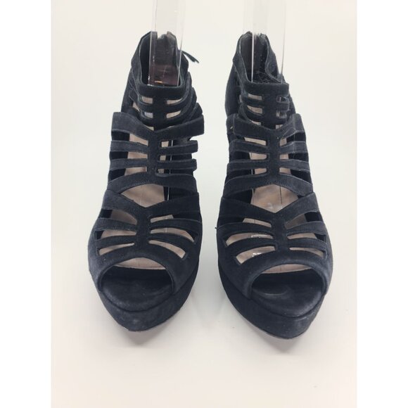 Miu Miu Black Suede Platform Multi-Strap Open Toe Sandals Size 38.5 - Picture 2 of 7